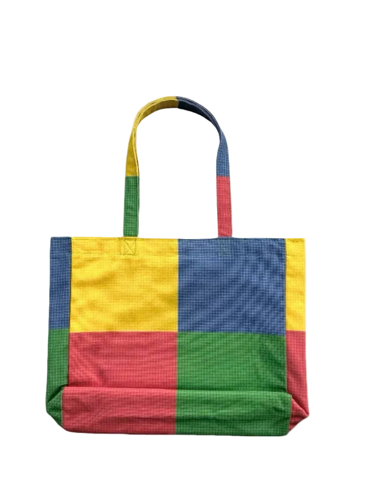 Color Block Canvas Tote Bag