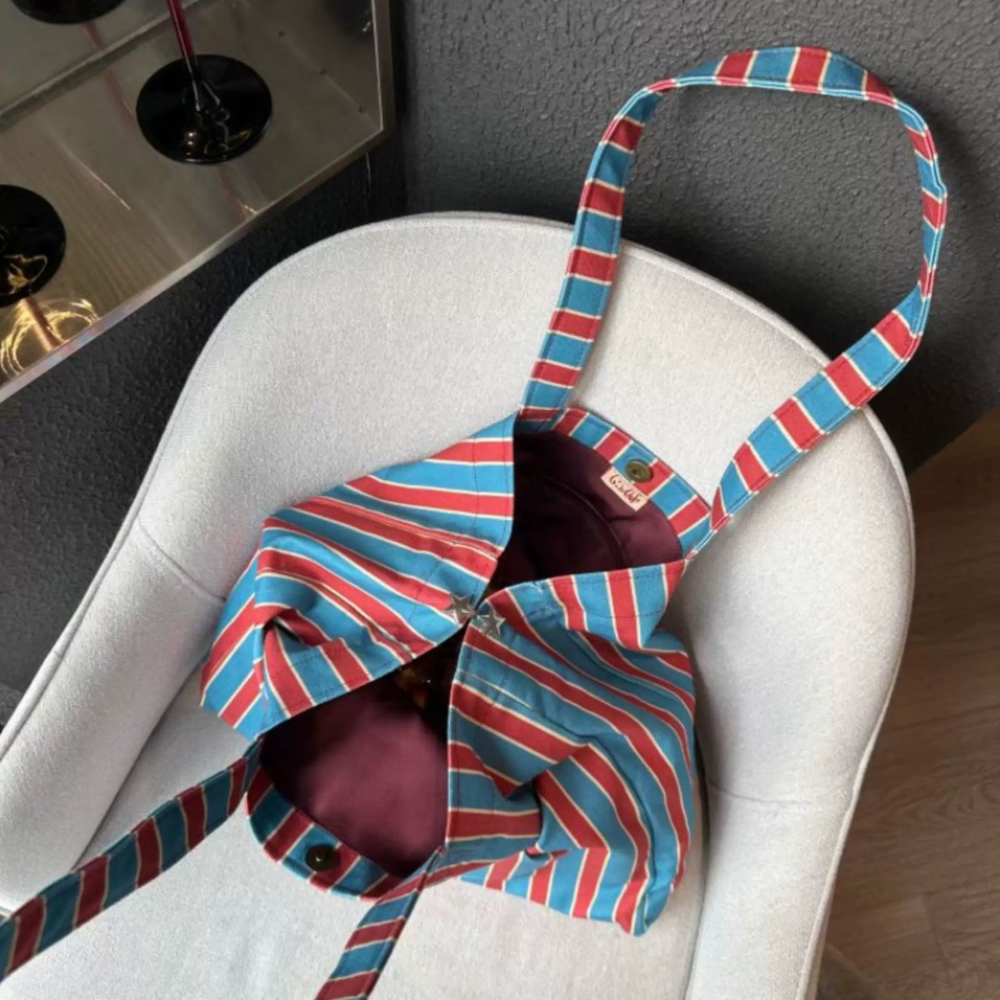 Blue Stripe Canvas Tote Bag