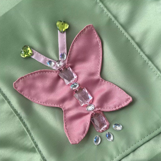 Green Satin Butterfly Shoulder Bag