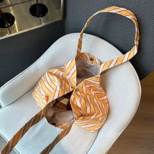 Yellow Stripe Canvas Tote Bag