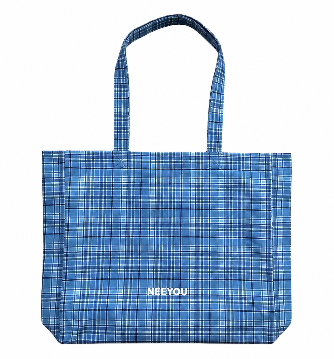 Blue Plaid Canvas Tote Bag