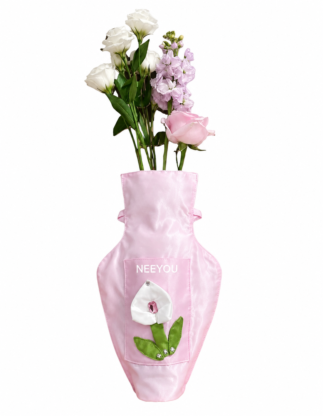Pink Satin Flower Shoulder Bag