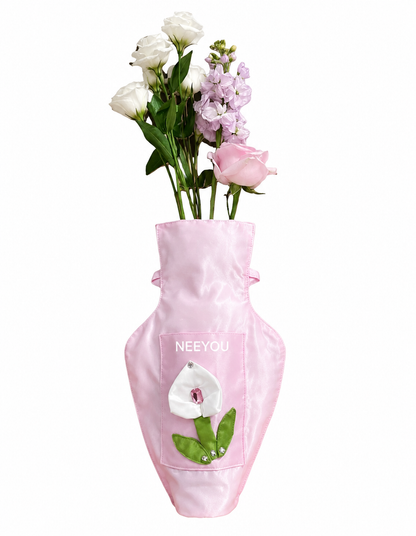 Pink Satin Flower Shoulder Bag