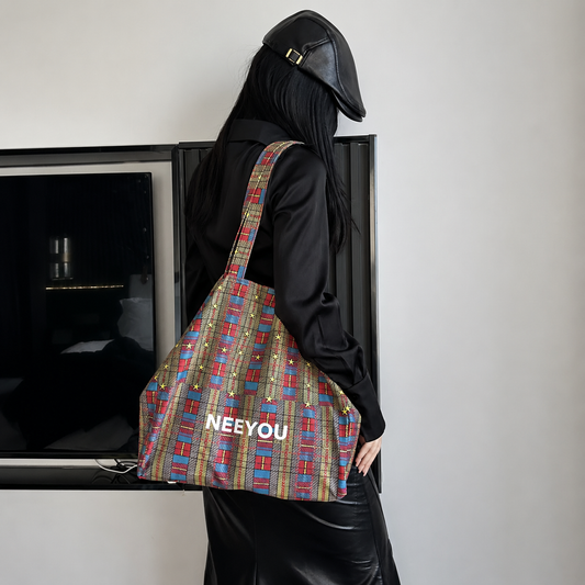 Colorful Plaid Canvas Tote Bag