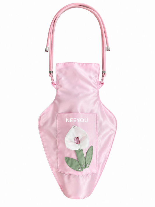 Pink Satin Flower Shoulder Bag