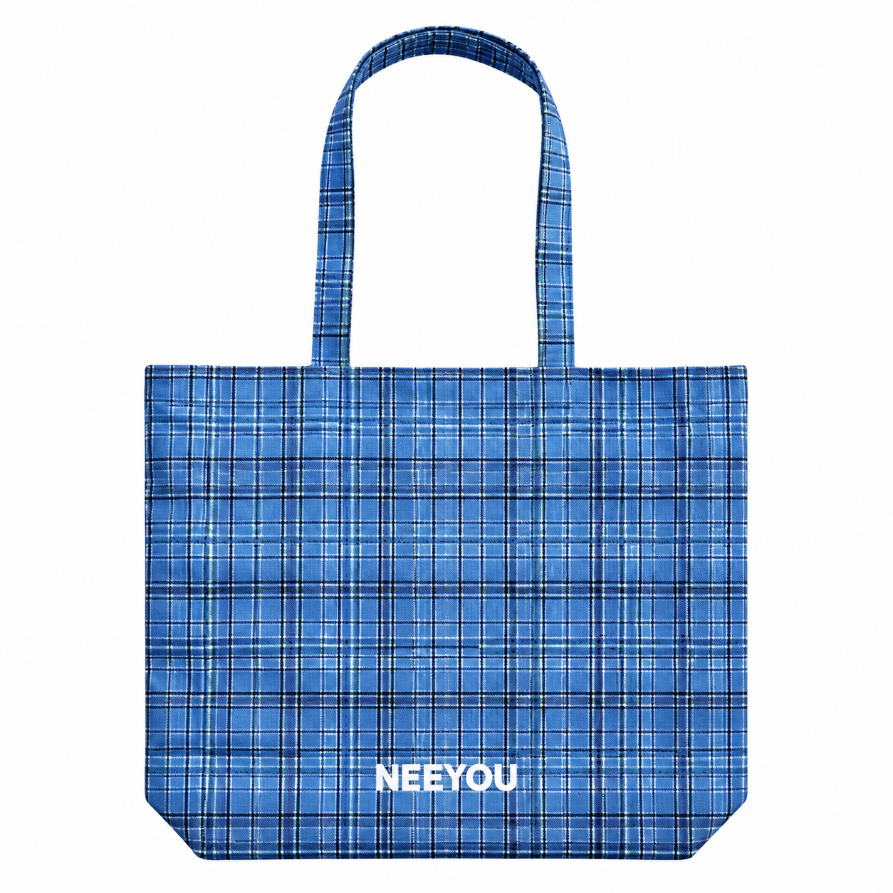Blue Plaid Canvas Tote Bag