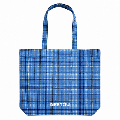 Blue Plaid Canvas Tote Bag