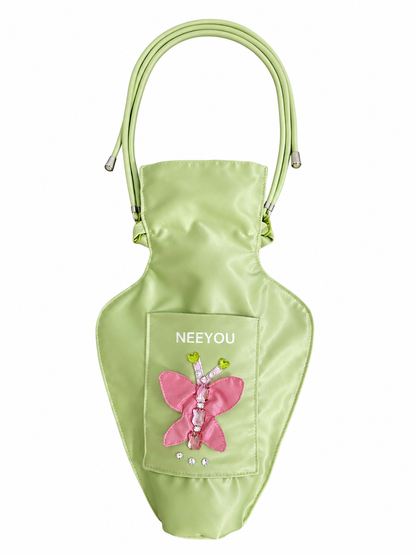 Green Satin Butterfly Shoulder Bag