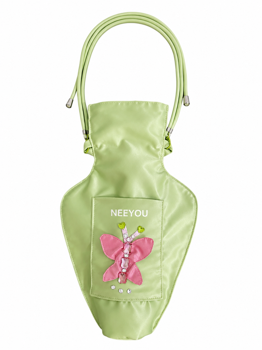 Green Satin Butterfly Shoulder Bag