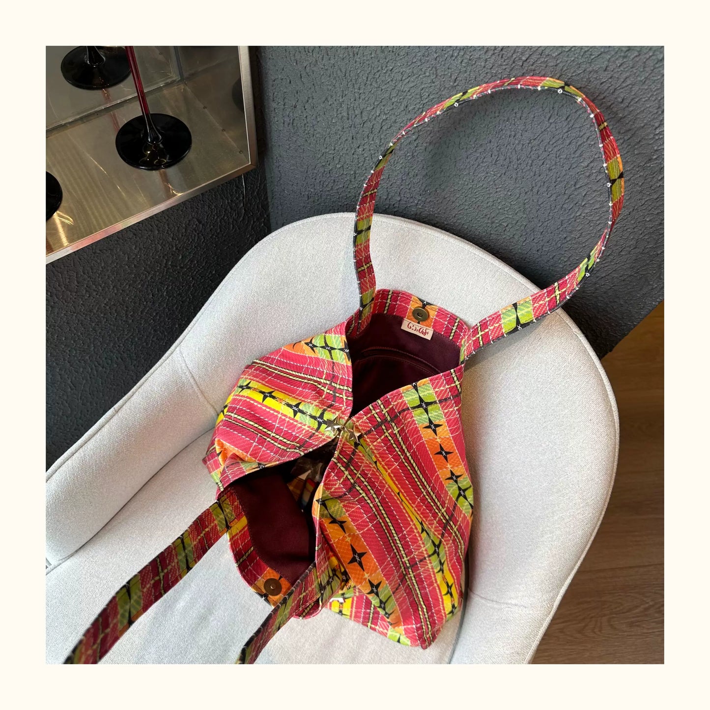 Colorful Plaid Canvas Tote Bag