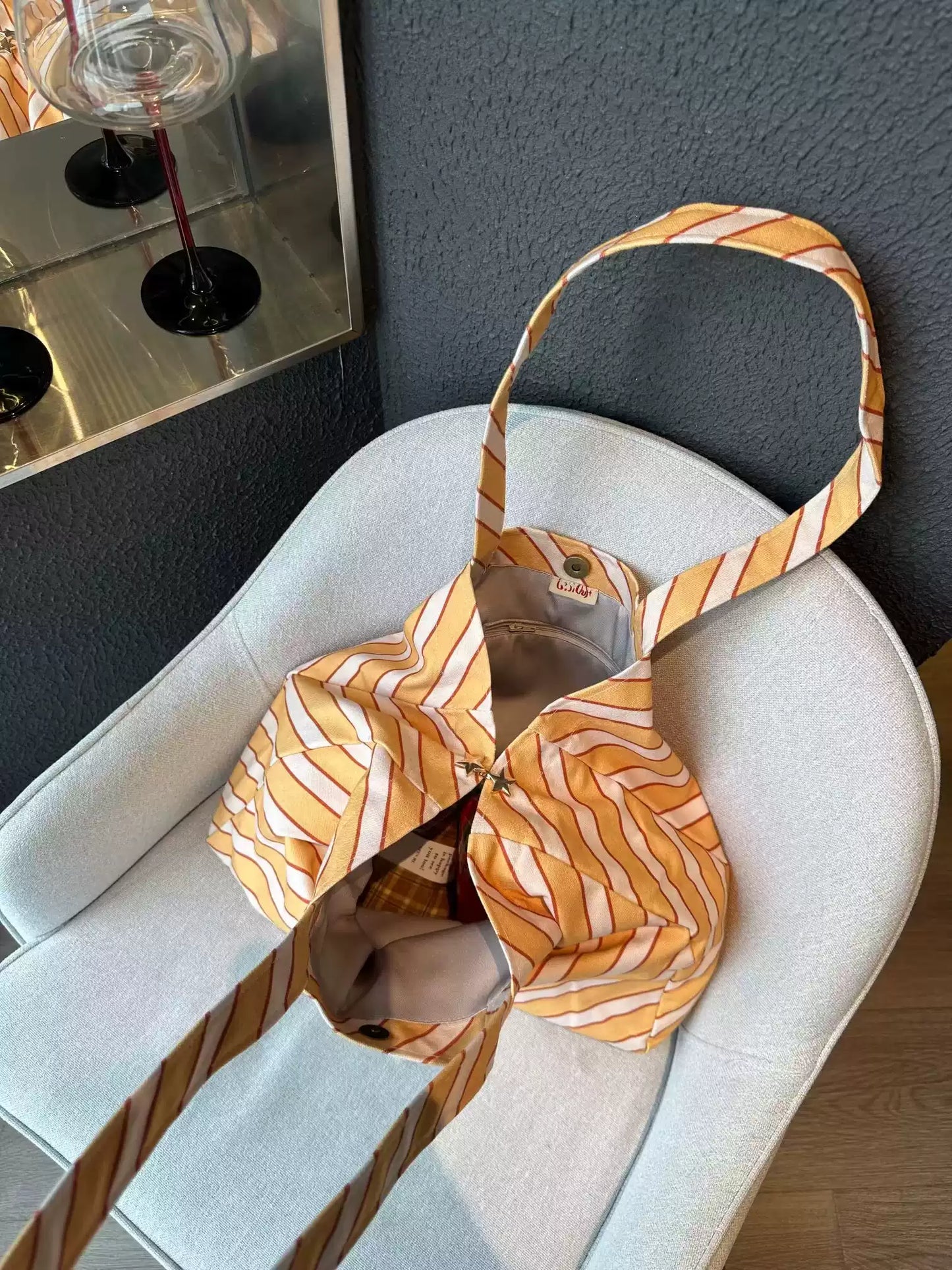 Yellow Stripe Canvas Tote Bag
