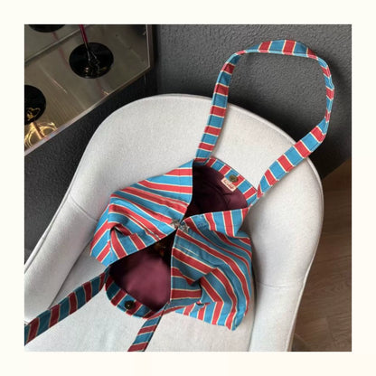 Blue Stripe Canvas Tote Bag