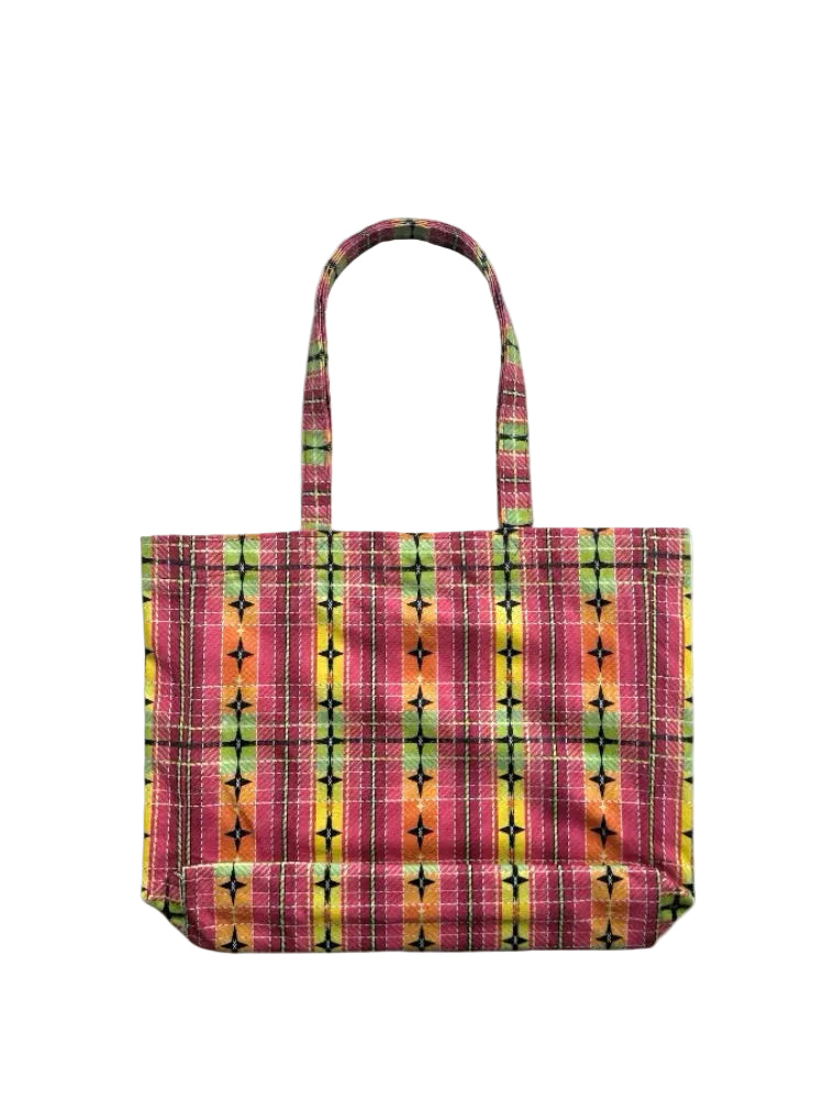 Colorful Plaid Canvas Tote Bag