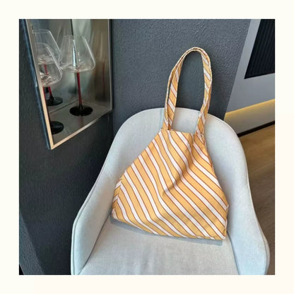 Yellow Stripe Canvas Tote Bag