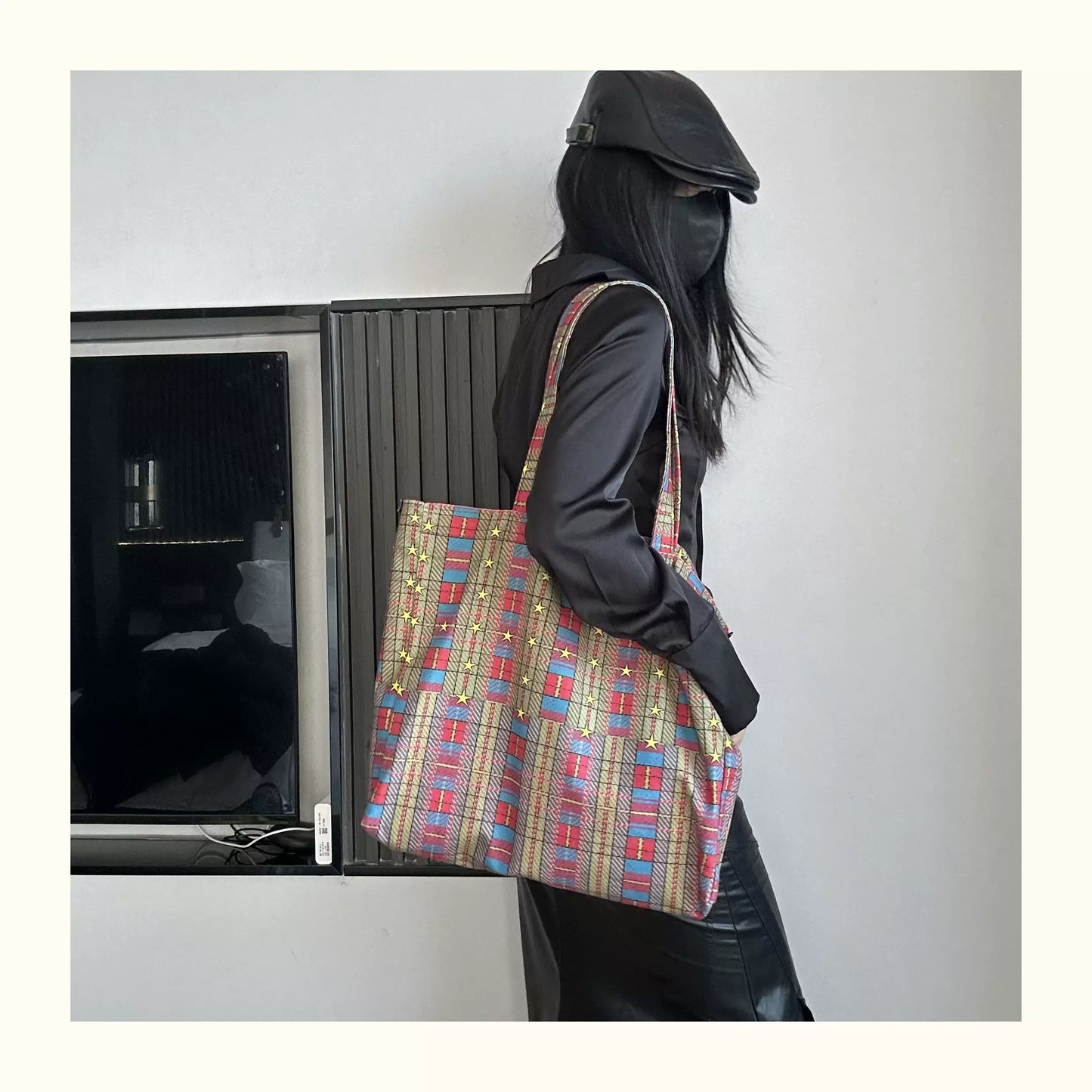 Colorful Plaid Canvas Tote Bag