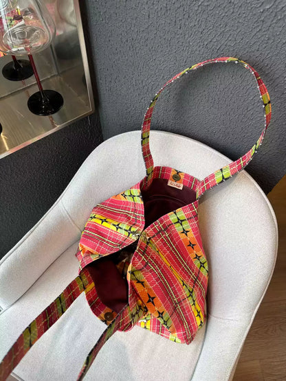 Colorful Plaid Canvas Tote Bag