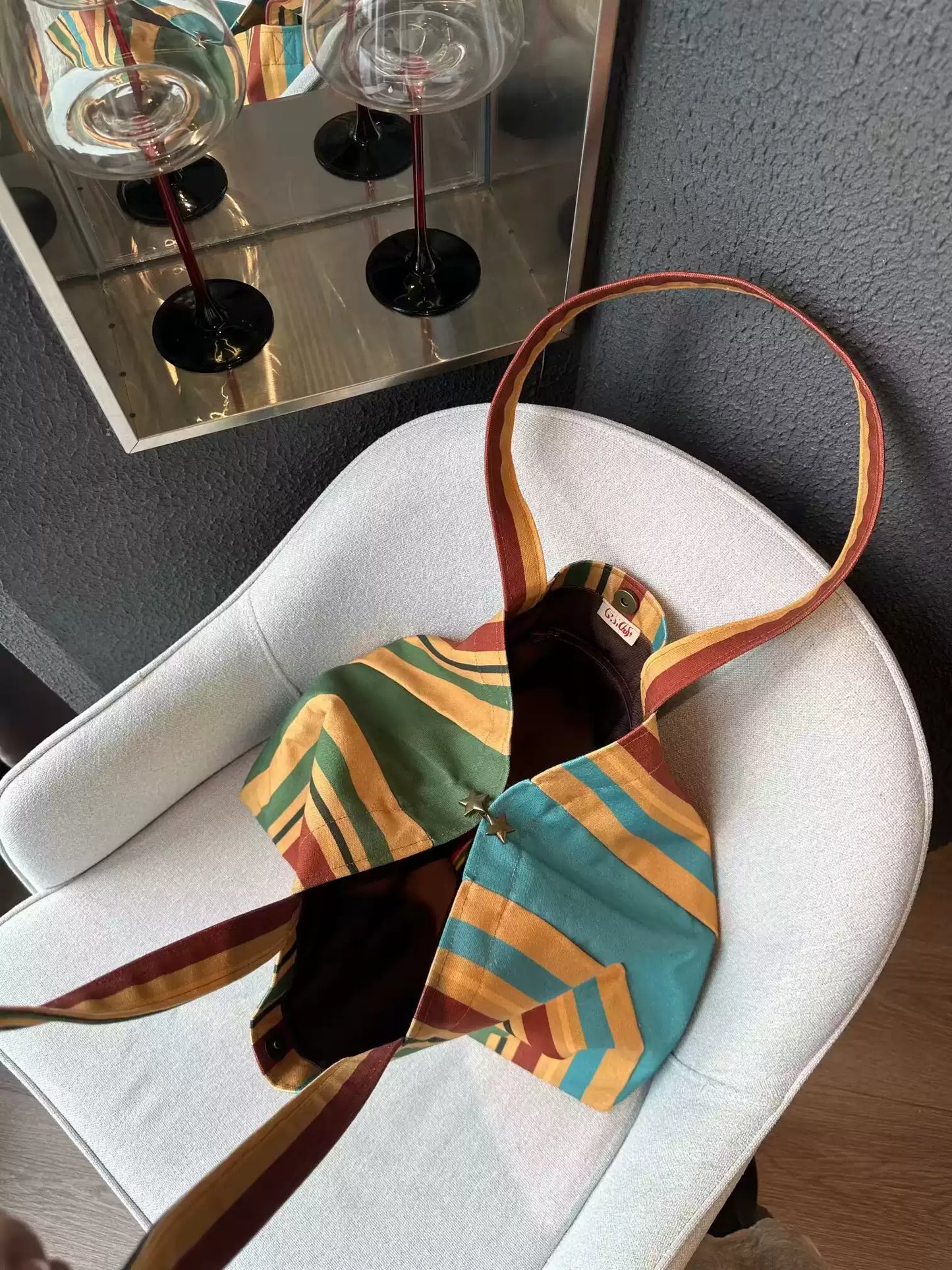 Colorful Stripe Canvas Tote Bag