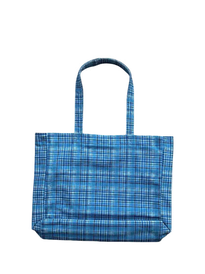Blue Plaid Canvas Tote Bag