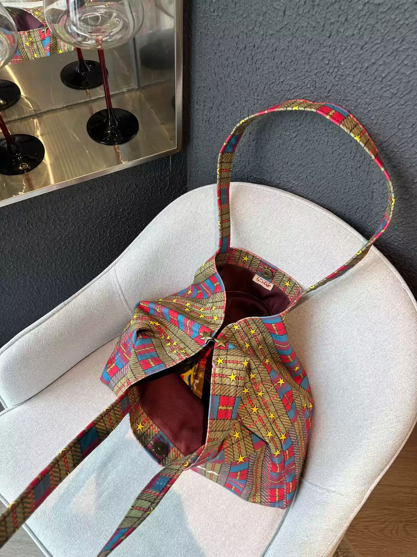 Colorful Plaid Canvas Tote Bag