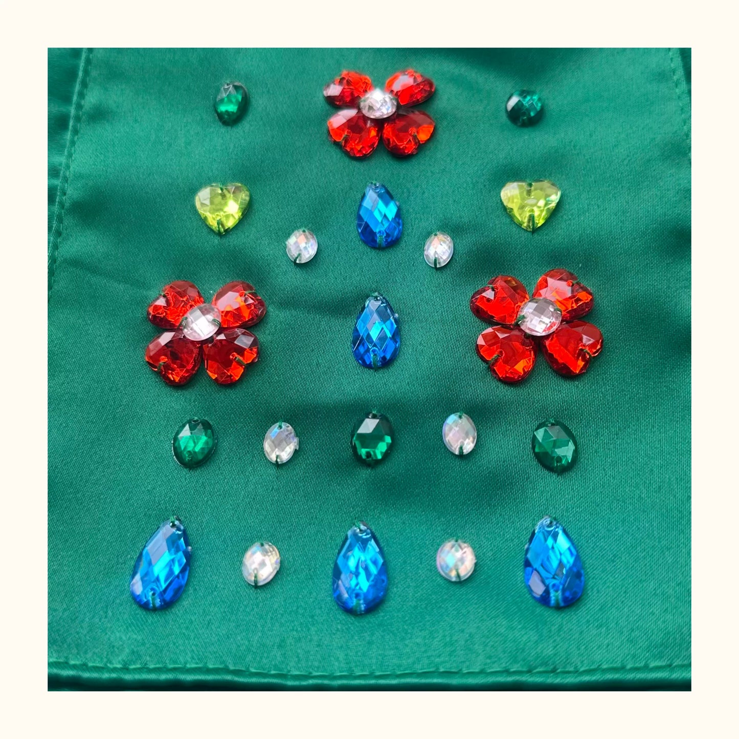 Green Satin Rhinestone Shoulder Bag
