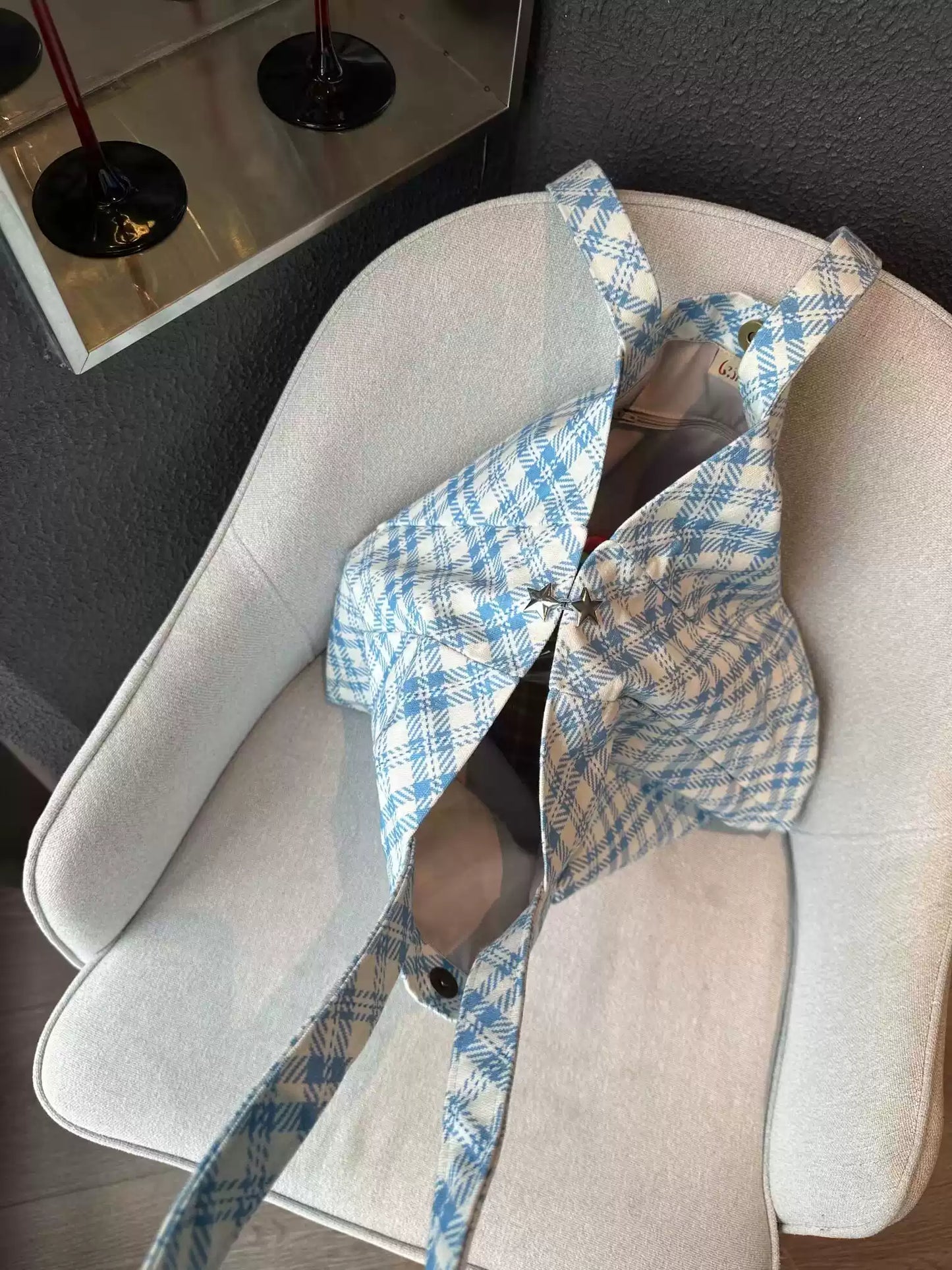 Blue Plaid Canvas Tote Bag