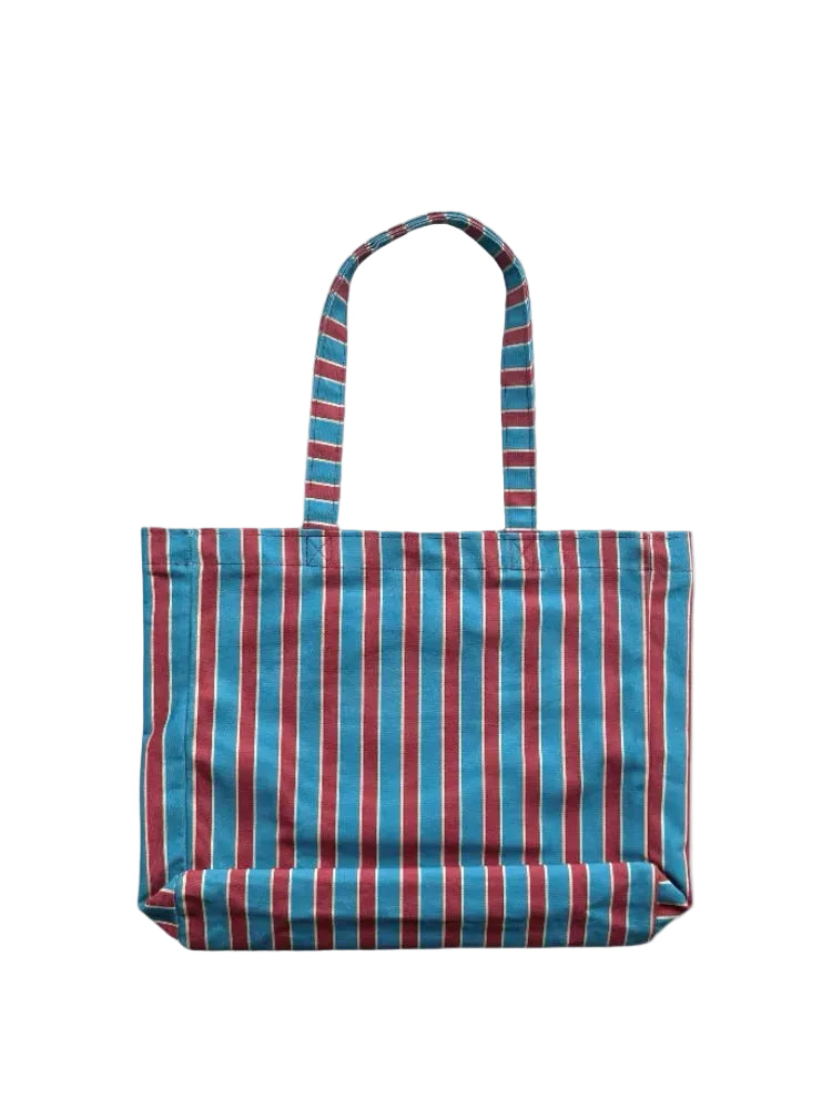Blue Stripe Canvas Tote Bag