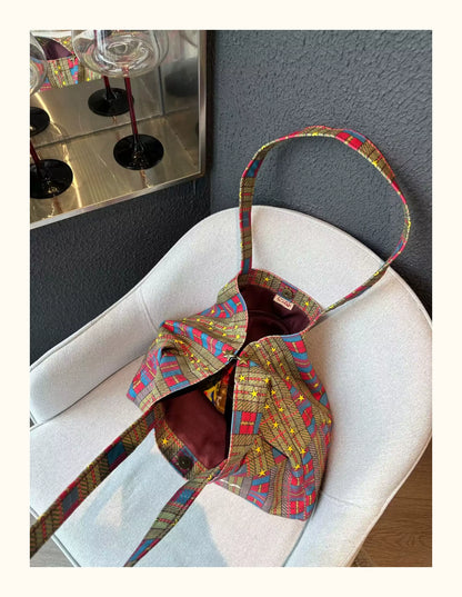Colorful Plaid Canvas Tote Bag