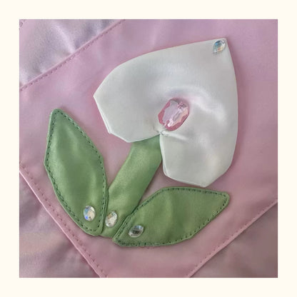 Pink Satin Flower Shoulder Bag