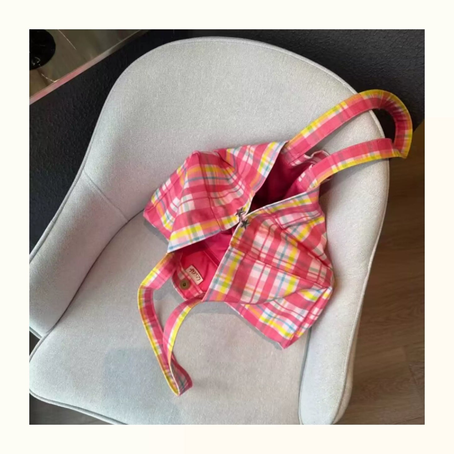 Pink Plaid Canvas Tote Bag