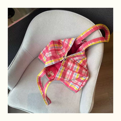 Pink Plaid Canvas Tote Bag