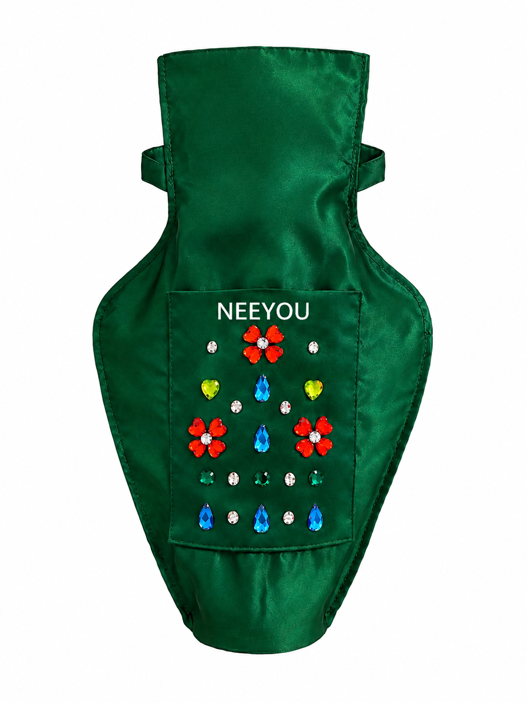 Green Satin Rhinestone Shoulder Bag
