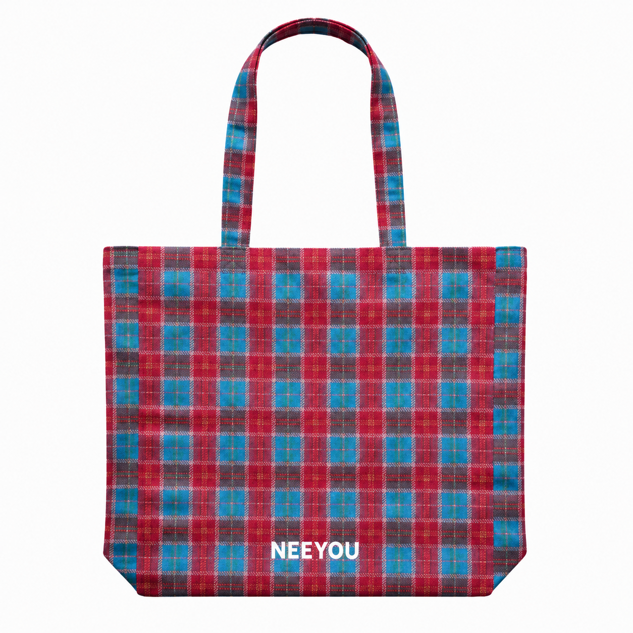 Red Plaid Canvas Tote Bag