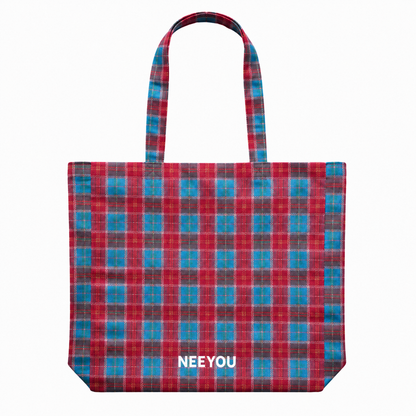 Red Plaid Canvas Tote Bag