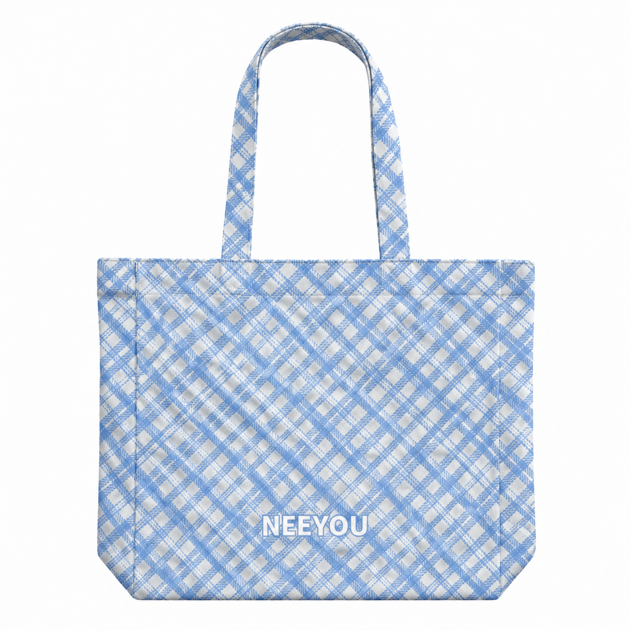 Blue Plaid Canvas Tote Bag