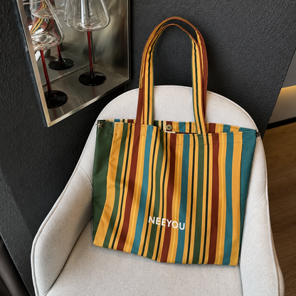Colorful Stripe Canvas Tote Bag